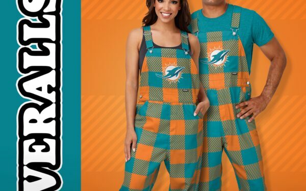 Tailgate and Head to The Stadium In The New Miami Dolphins Plaid Bib Overalls