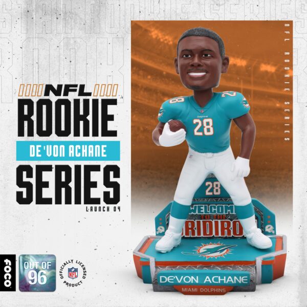 Limited Edition De’Von Achane Miami Dolphins Rookie Bobblehead Unveiled by FOCO